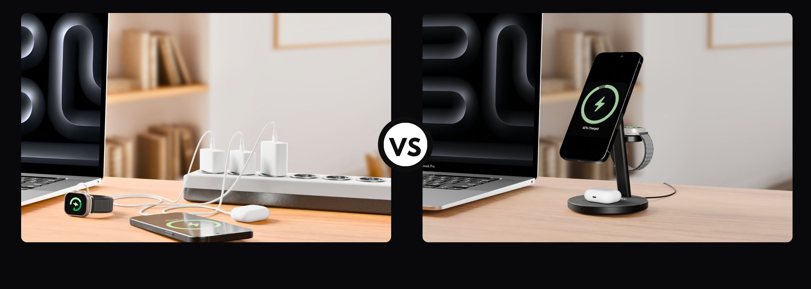 Qi2 wireless 3in1 charging station for clutter free workspace