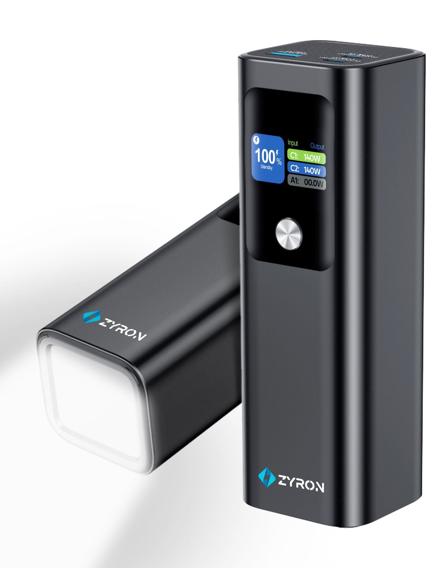 High-speed 27000mah 140W PD3.1 USB-C power bank with built-in flash light
