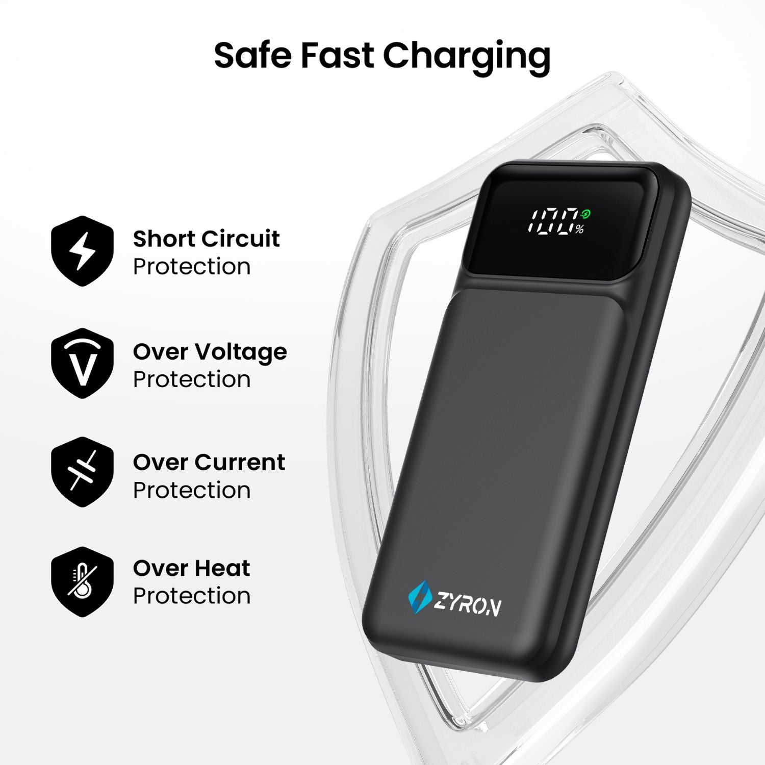 Portable battery charger for phone with safety features and universal compatibility