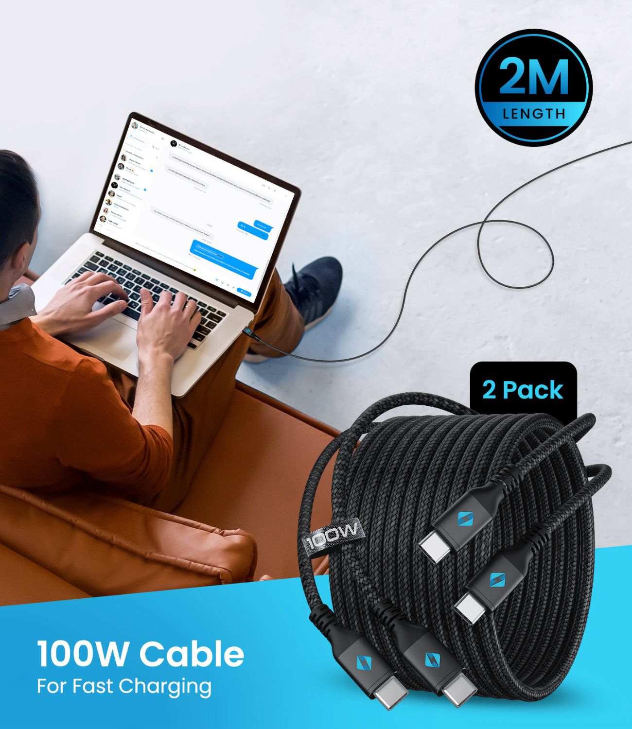 100W cable usb c 2m