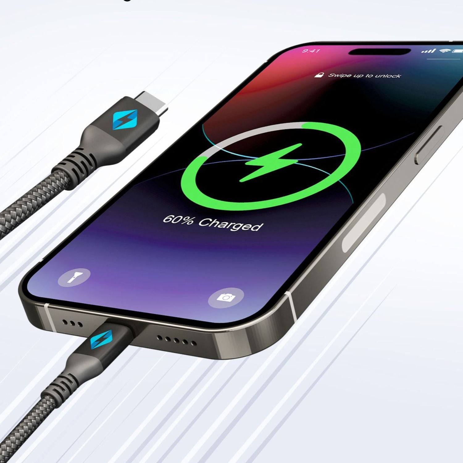 Fast USB C cable compatible with iPhone