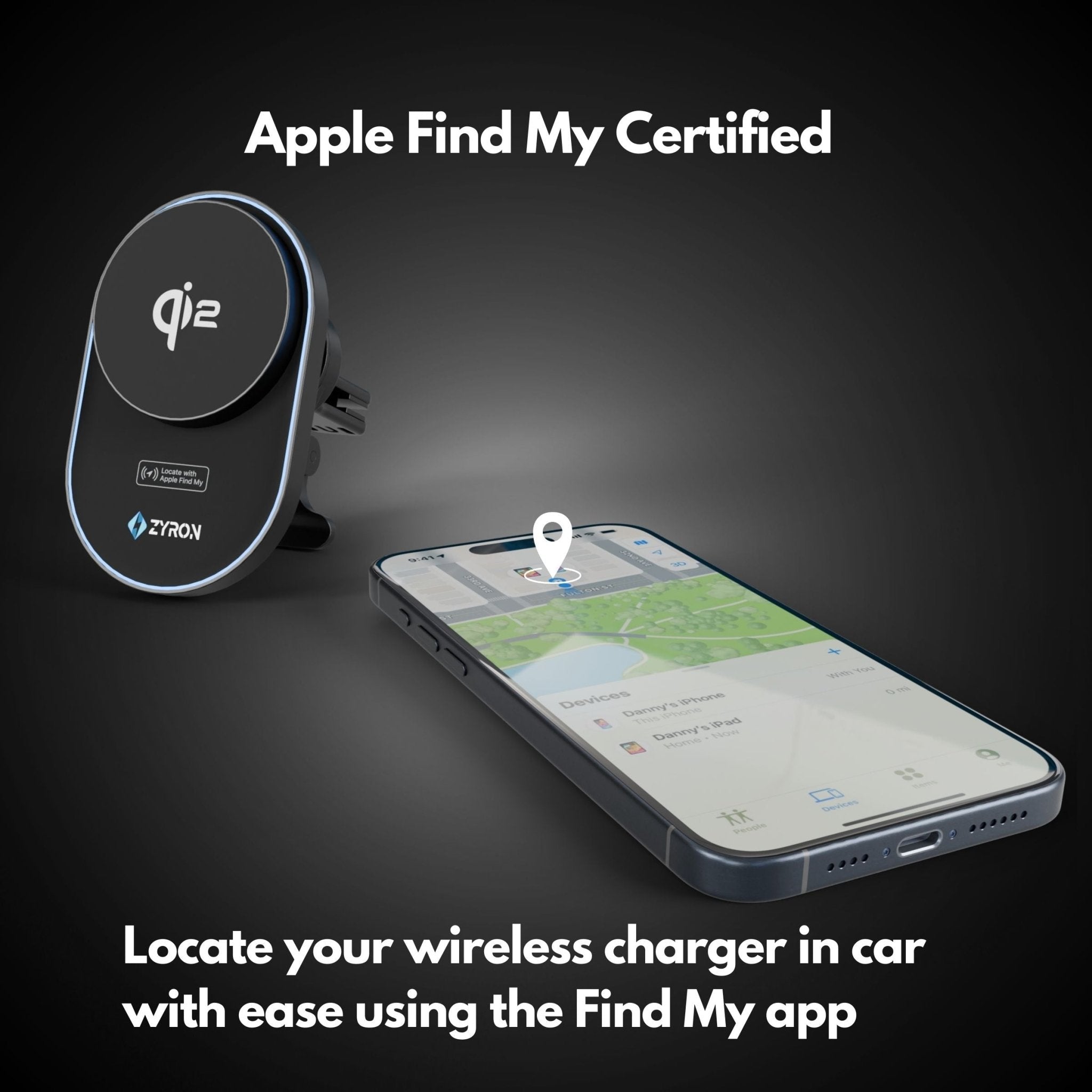 Qi2 wireless car charger Apple Find My