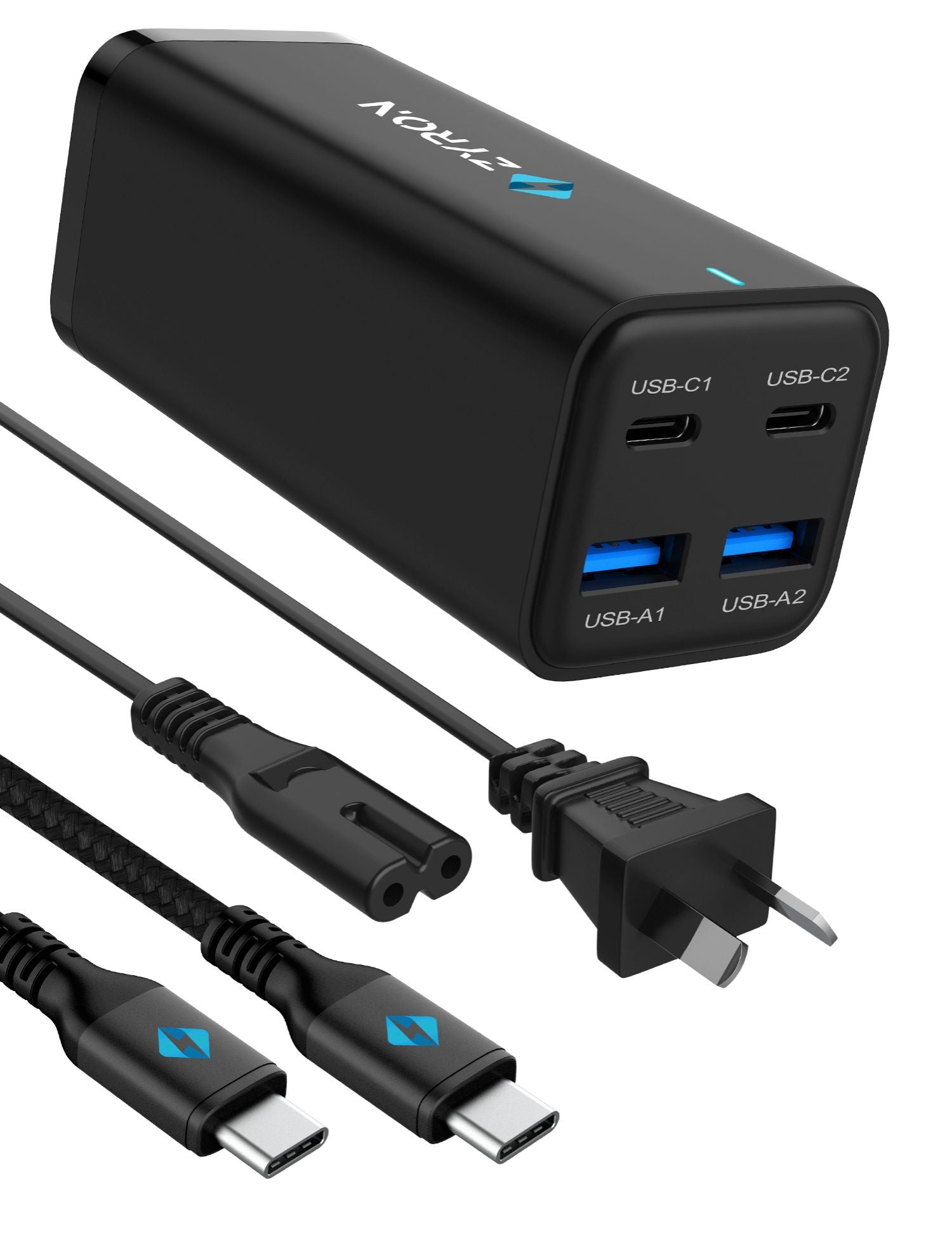 Multi-Port GaN 100W Charger with USB-C and USB-A Ports