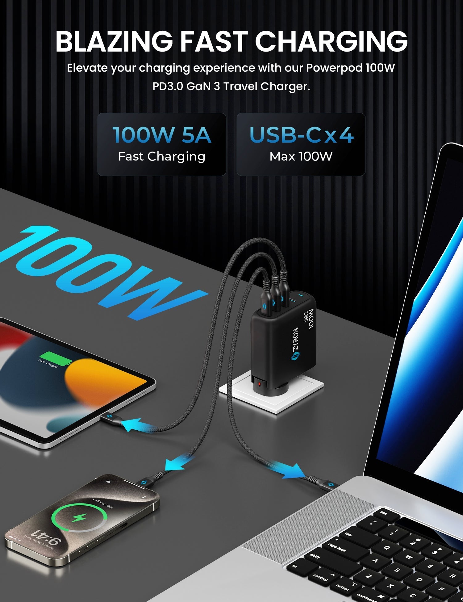 4 port gan charger 100W