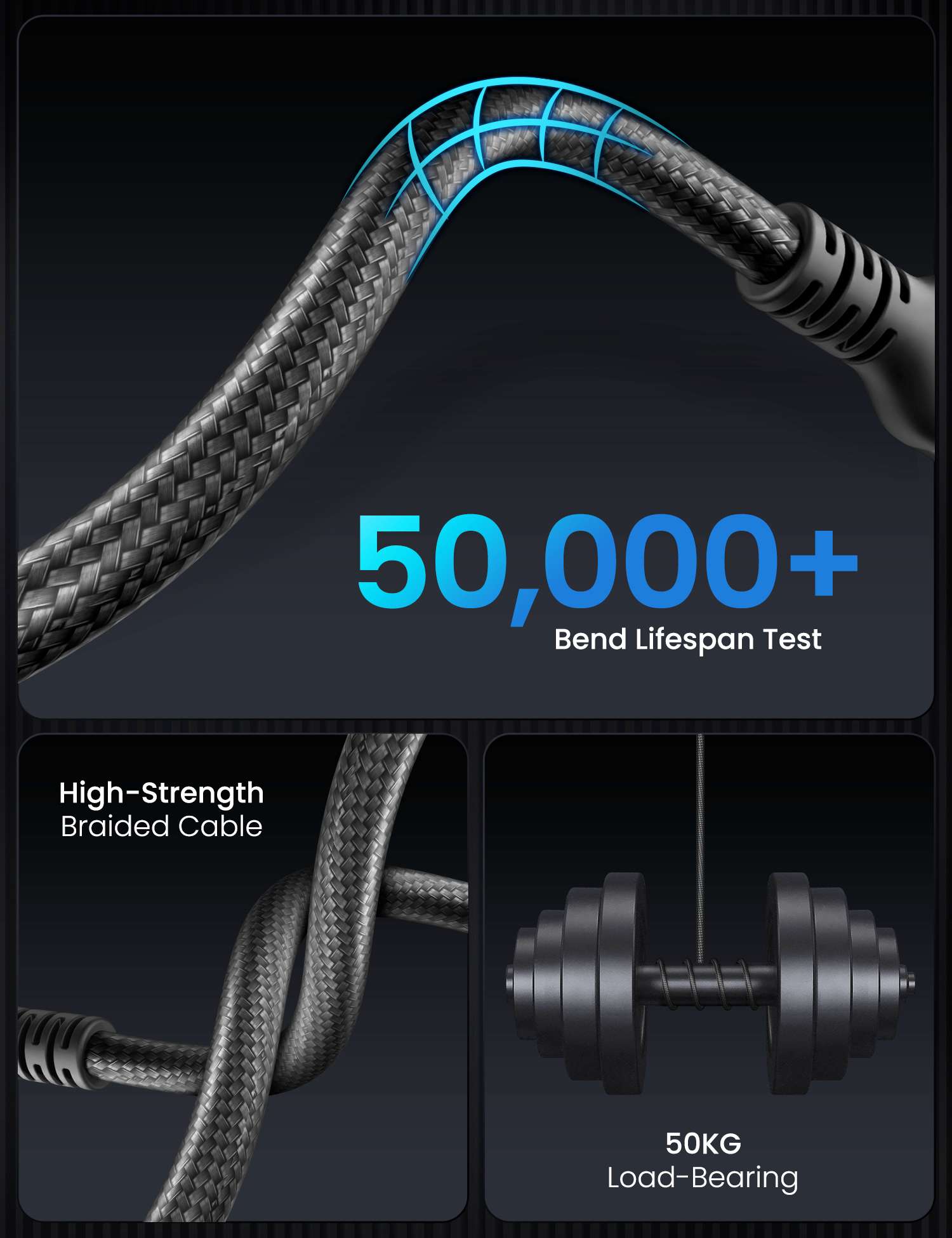 usb a to usb type c cable with 50,000+ bend strength for long-lasting performance
