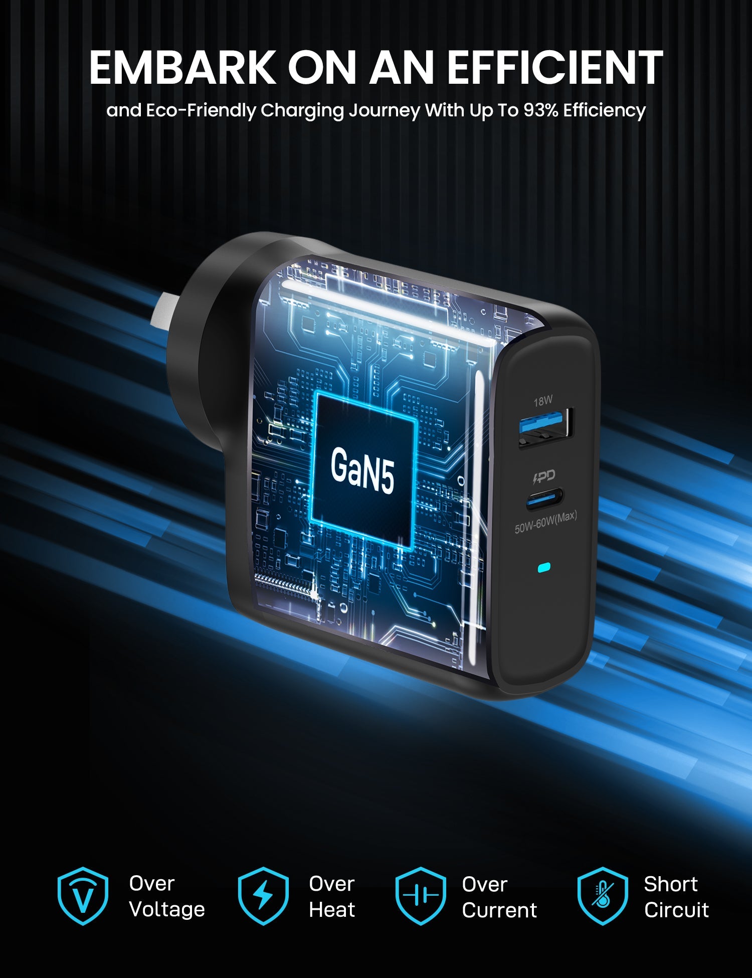 Chargeur 65W, PD GaN5 Chargeur USB Rapide USB C 65W pour iPhone, iPad,  Macbook Galaxy - Prix en Algérie